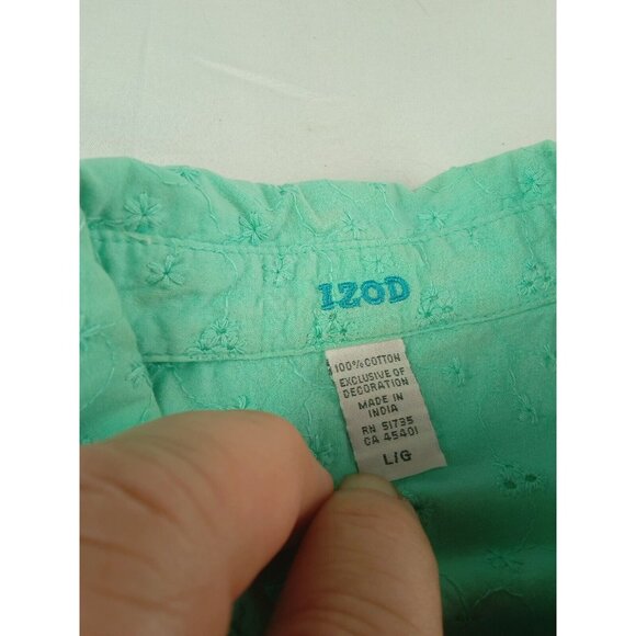 IZOD Large Womens Sleeveless Collared Button Down Mint Green Blouse - Picture 2 of 2